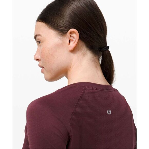 Lululemon Swiftly Tech Long Sleeve size 6 Cassis Red Marsala Athletic Top - Picture 3 of 10